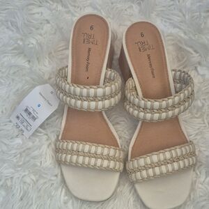 Time and Tru Women's Tan Woven Wedges